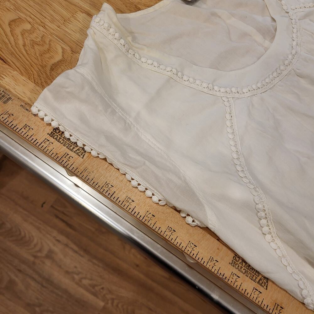100% Cotton Loose  White Shift Dress Lace & Pom Pom Detail XXXL - Picture 7 of 10